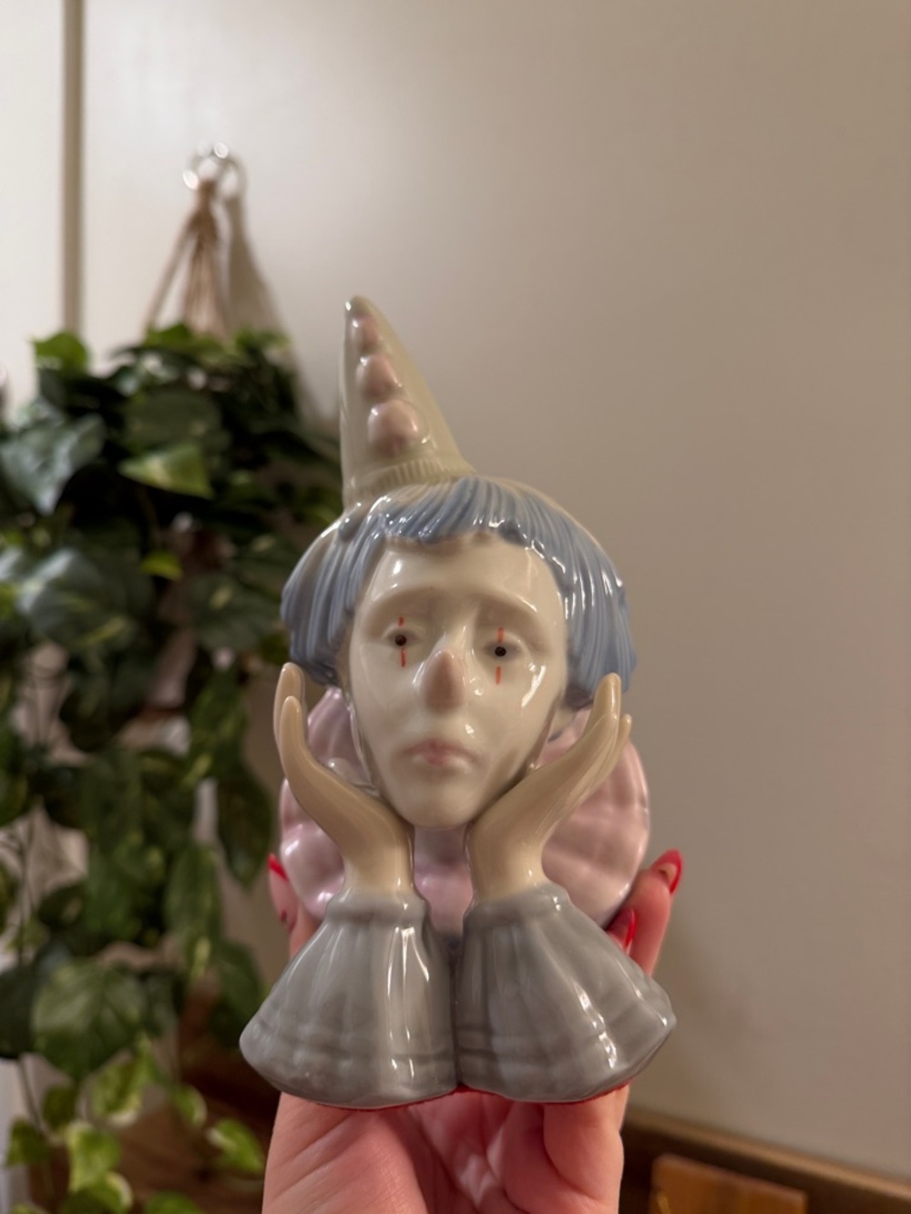 🤡 Vintage Meico Sad Clown Bust Figurine Pierrot Circus Decor